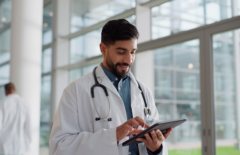 male cardiologist tablet