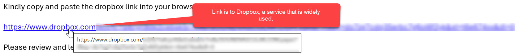 Close-up of Dropbox link Close up of Dropbox link