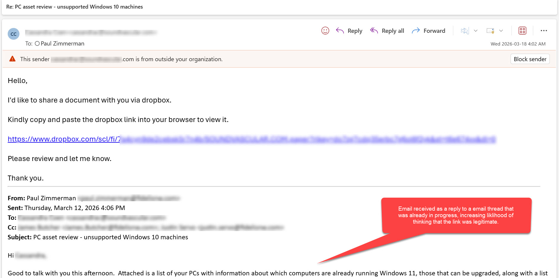 Phishing email from customer Phishing email from customer